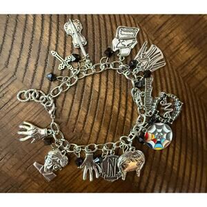 Addams Family Wednesday charm bracelet New bejeweled guitar hand cross